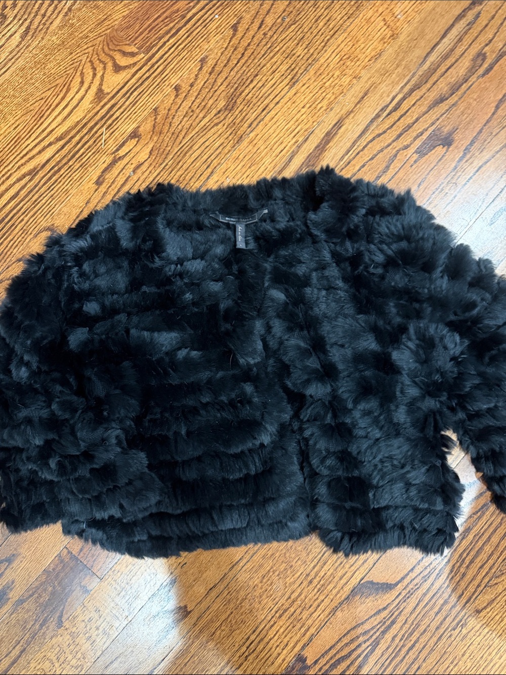 BCBGMaxAzria Black Faux Fur Cropped Jacket